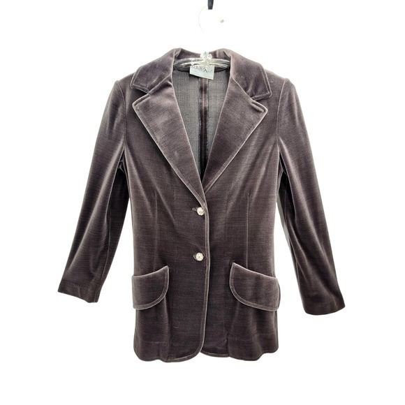 Vintage Butte Knit Iridescent Velour Rhinestone Button Jacket Maxi Skirt Set - Picture 4 of 17